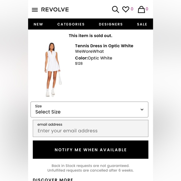 NWT WeWoreWhat x Revolve Tennis Mini Dress Zip optic white women size Large - Picture 3 of 7